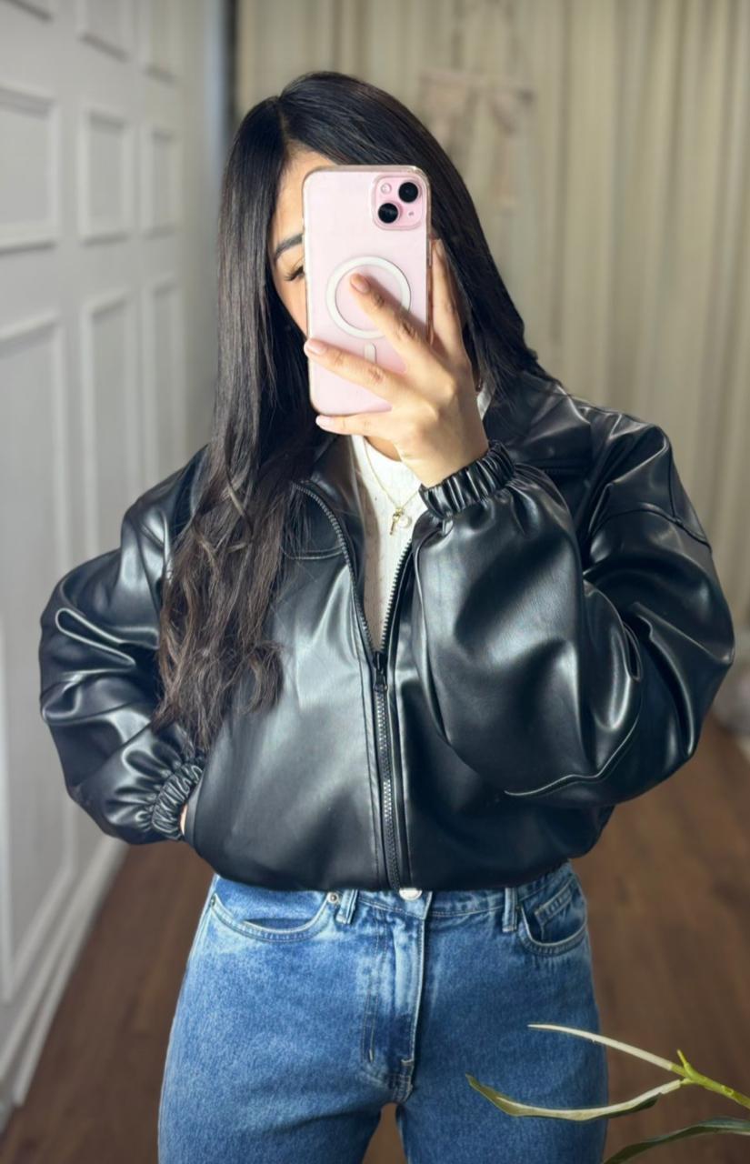 CASACA CASUAL BOMBER CUERINA PARA DAMA